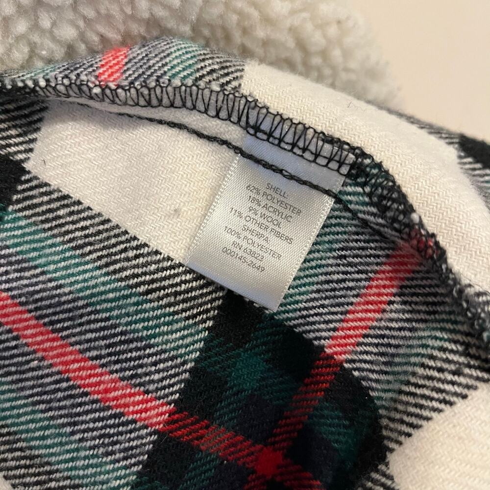 Christopher & Banks Tartan Plaid Vest Sherpa Open Front Wool Blend Petite Large - Picture 5 of 5